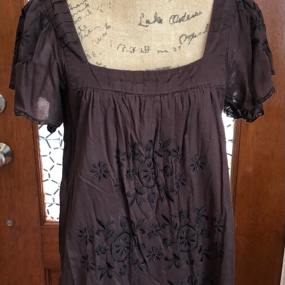 Brown embroidered dress